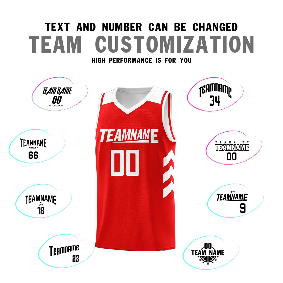 Custom Red White Classic Kits Sports Uniform Basketball Jersey