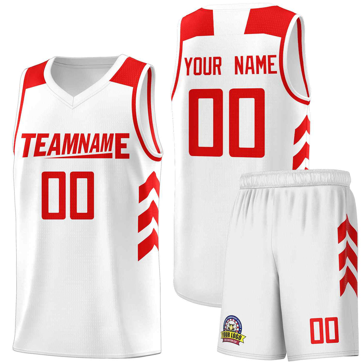 Custom White Red Classic Kits Sports Uniform Basketball Jersey