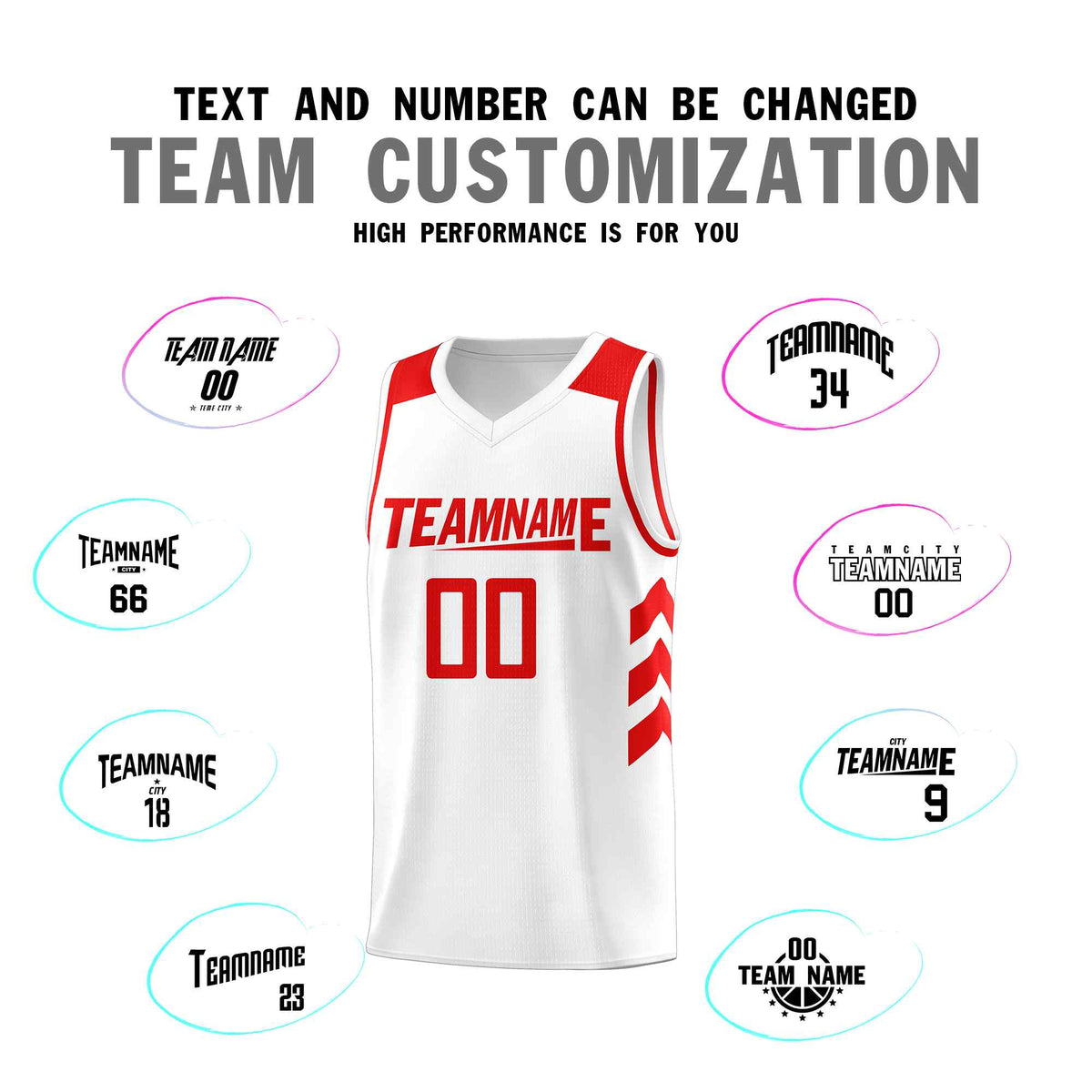 Custom White Red Classic Sets Sports Uniform Basketball Jersey