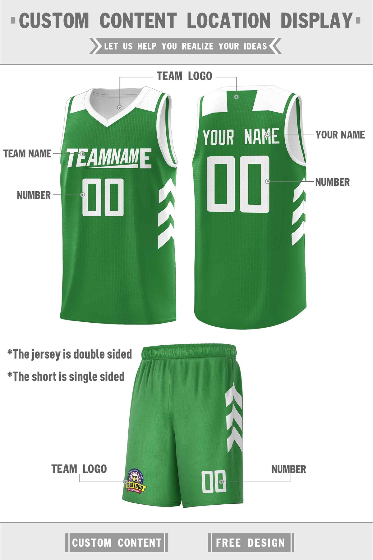 Custom Green White Classic Kits Sports Uniform Basketball Jersey