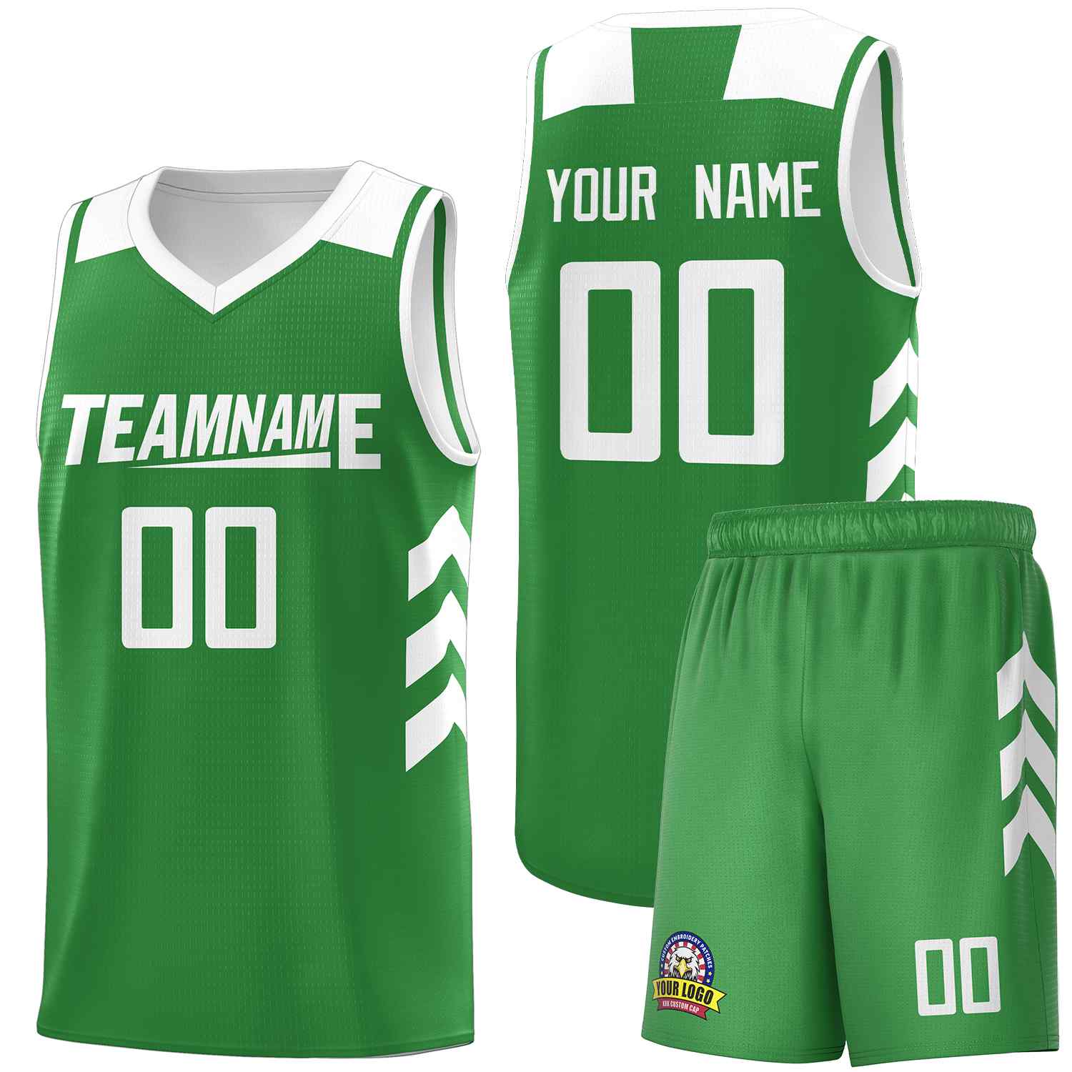 Maillot de basket-ball personnalisé vert et blanc classique
