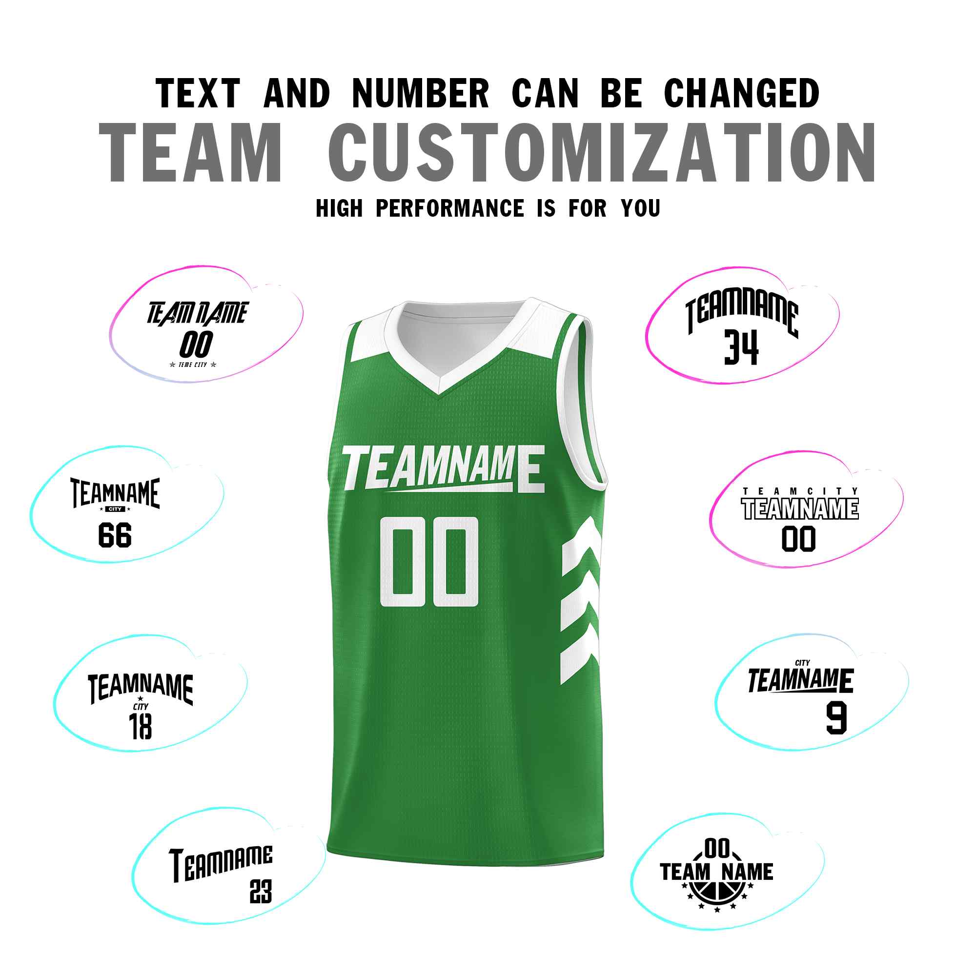 Maillot de basket-ball personnalisé vert et blanc classique