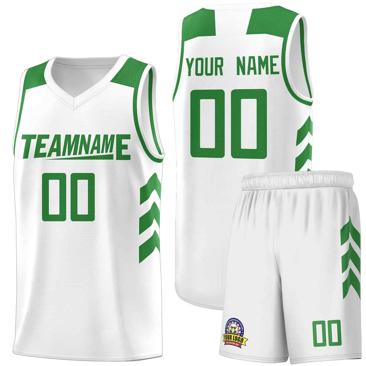 Custom White Green Classic Kits Sports Uniform Basketball Jersey