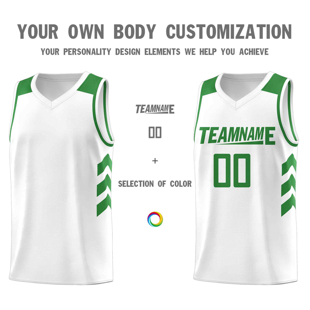 Custom White Green Classic Kits Sports Uniform Basketball Jersey