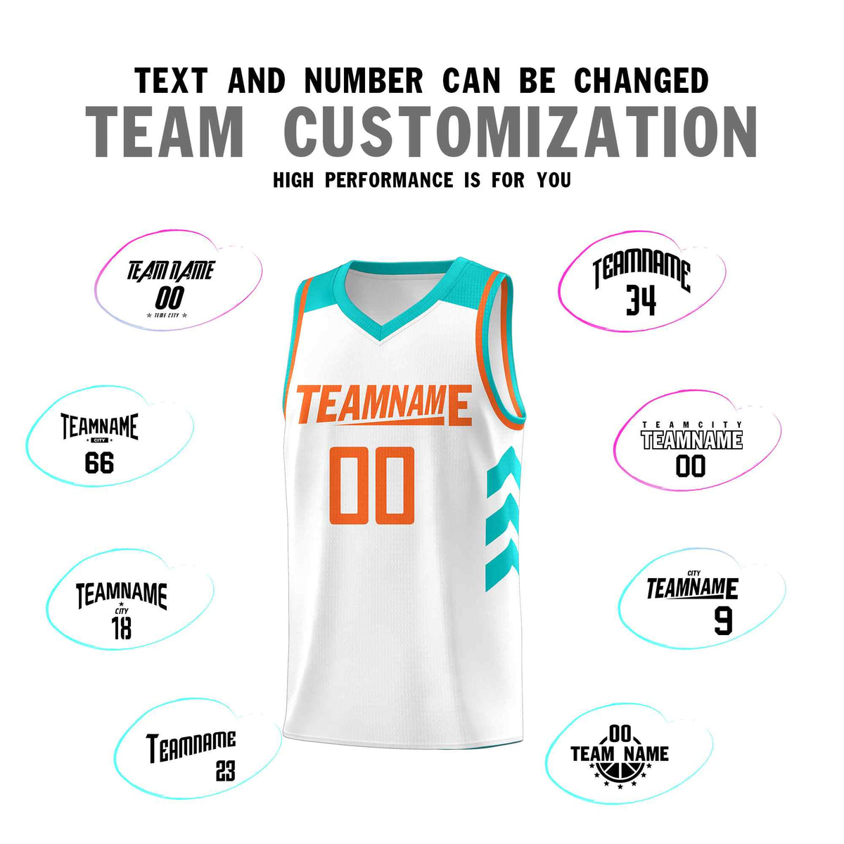 Custom White Orange Classic Kits Sports Uniform Basketball Jersey