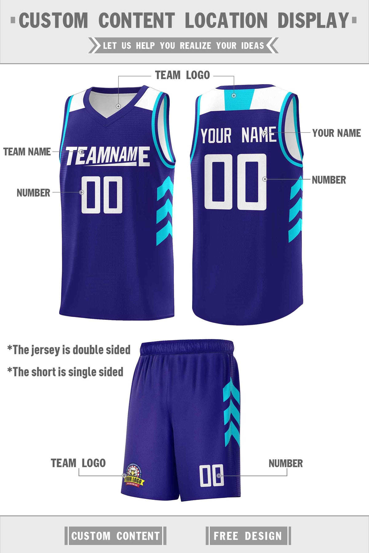 Custom Royal White Classic Kits Sports Uniform Basketball Jersey
