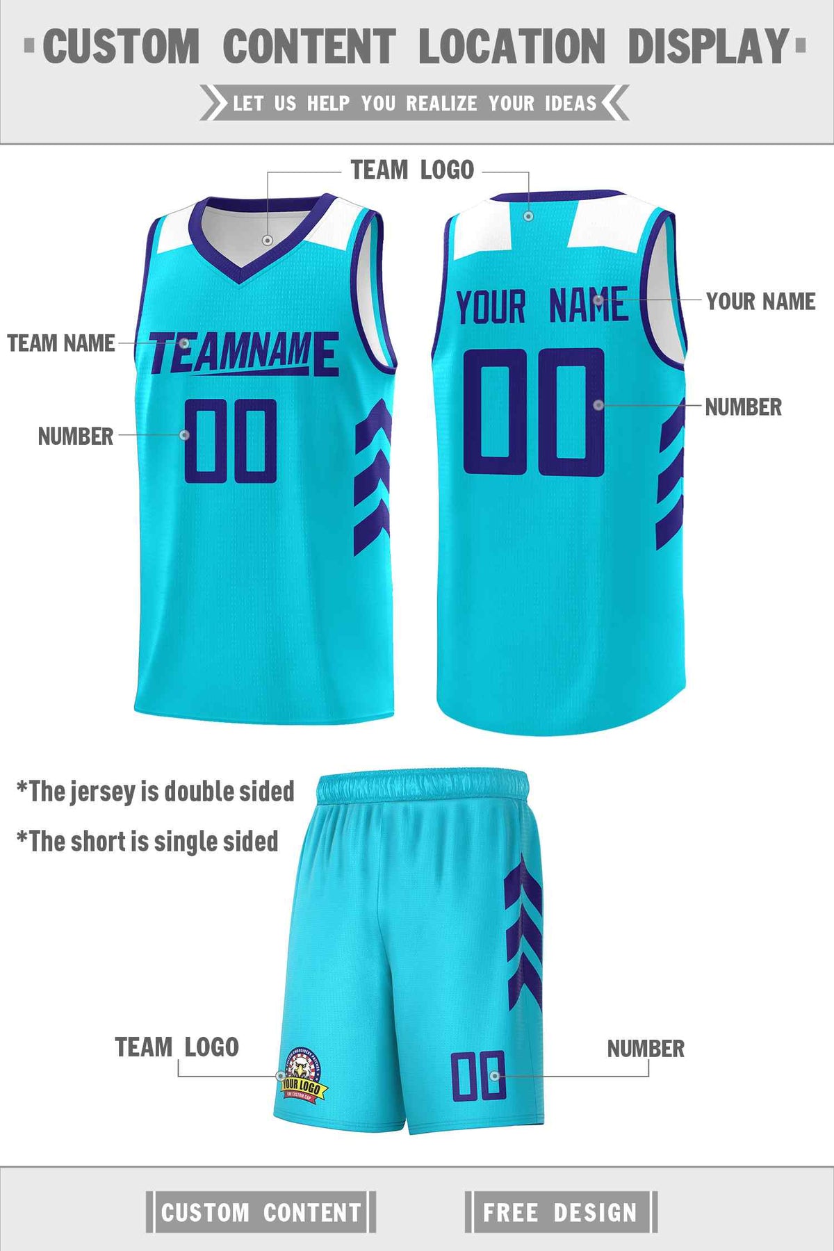 Custom Aqua Royal Classic Kits Sports Uniform Basketball Jersey