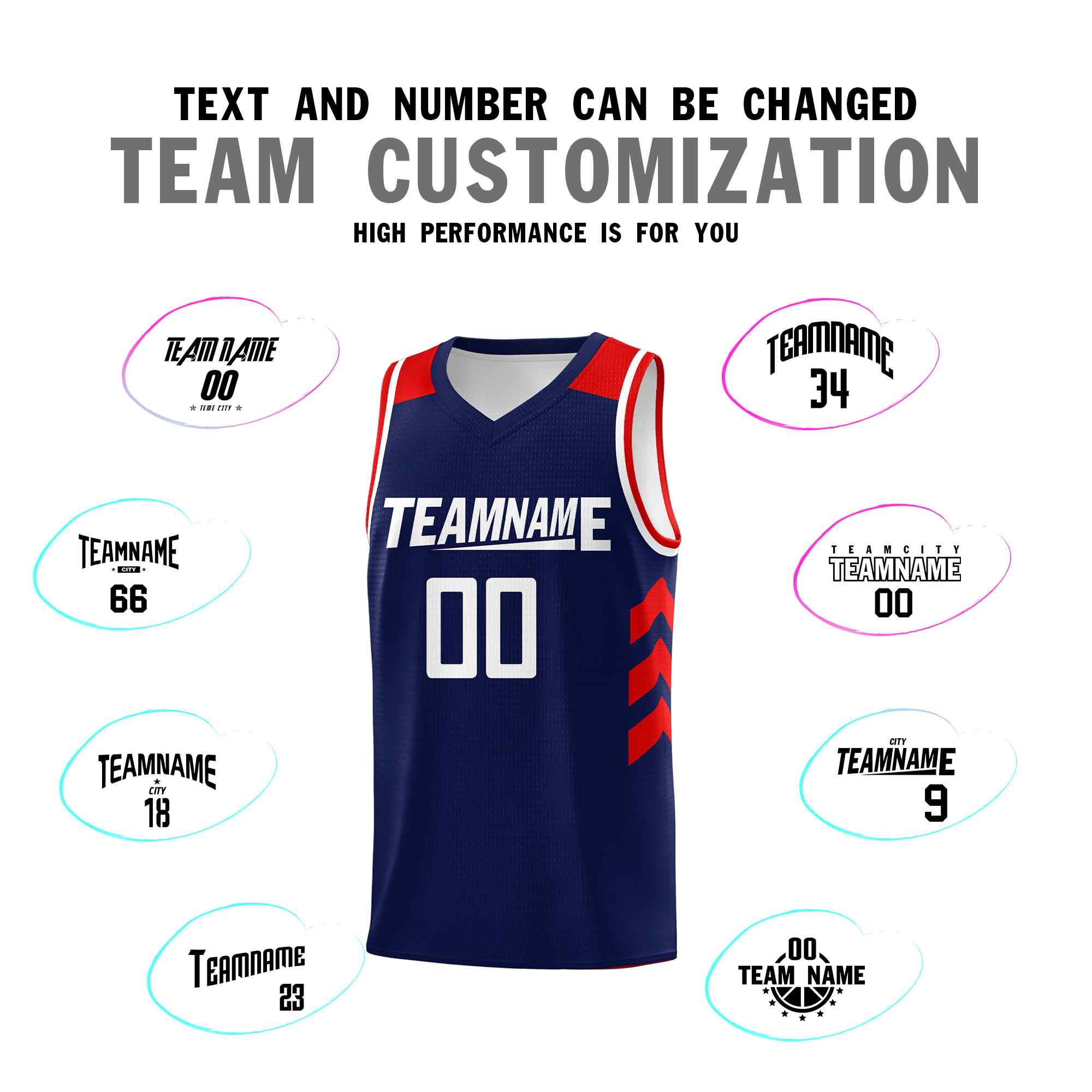 Maillot de basket-ball classique bleu marine et blanc personnalisé