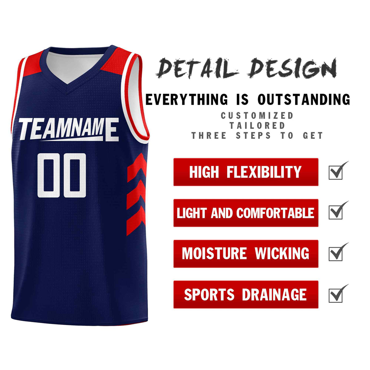 Custom Navy White Classic Kits Sports Uniform Basketball Jersey