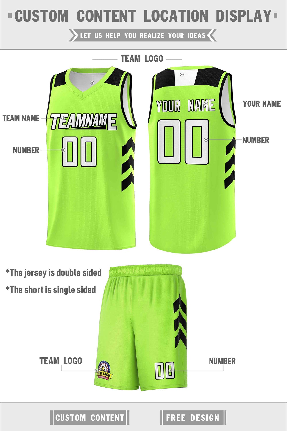 Custom Neon Green White-Black Classic Kits Sports Uniform Basketball Jersey