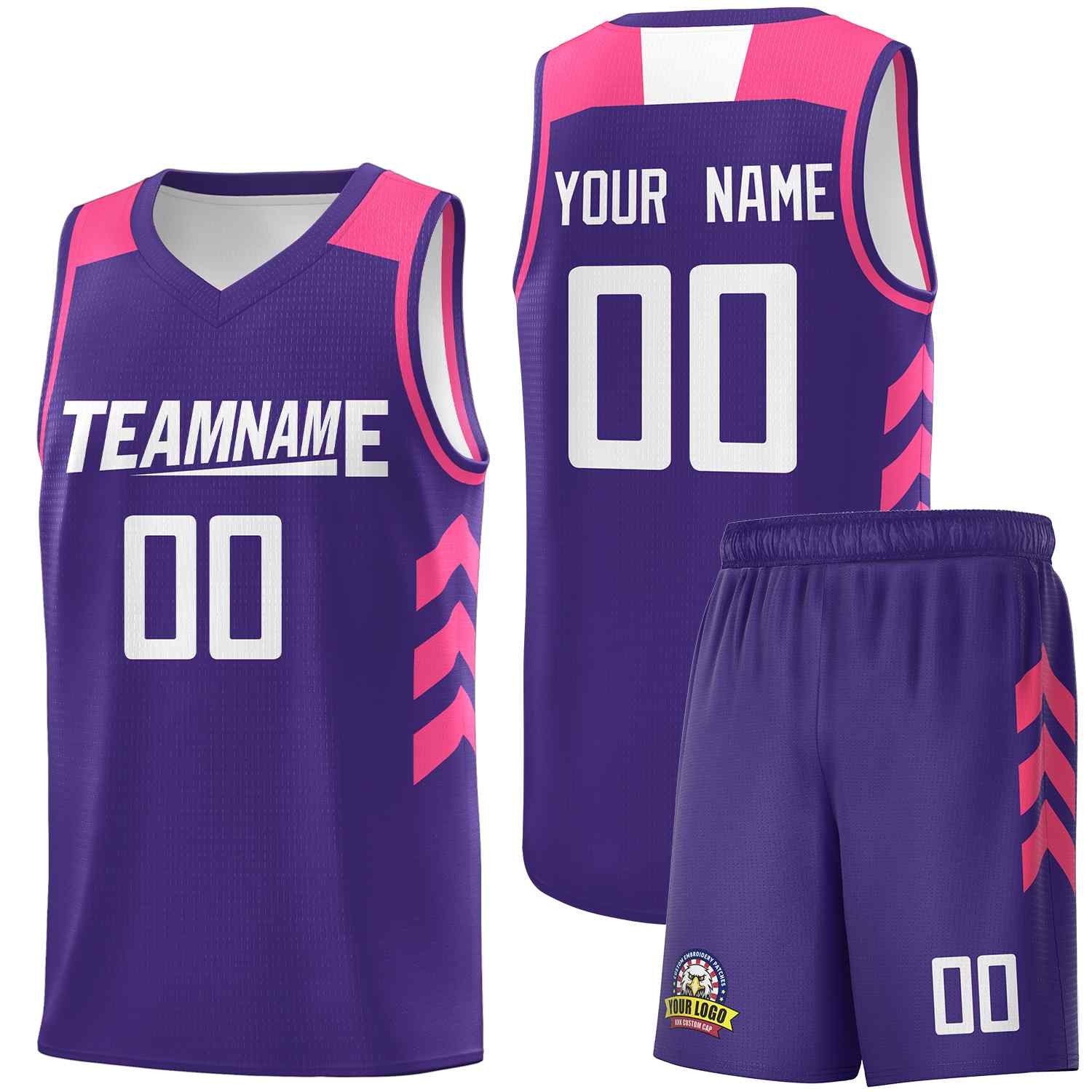 Maillot de basket-ball classique violet et blanc personnalisé