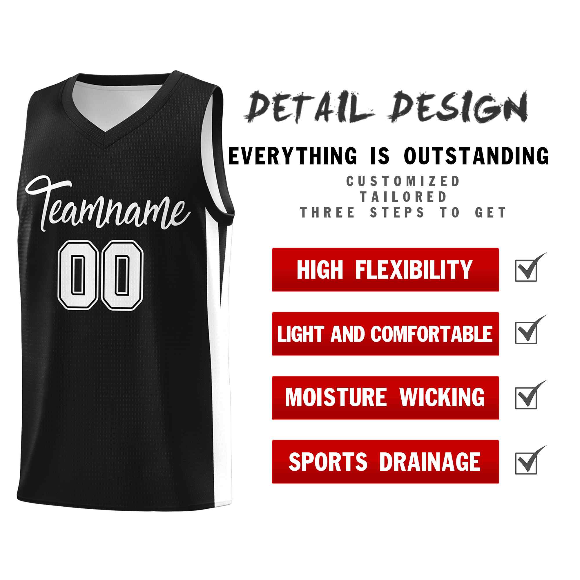 Custom Black White Classic Kits Sports Uniform Basketball Jersey | KXKSHOP