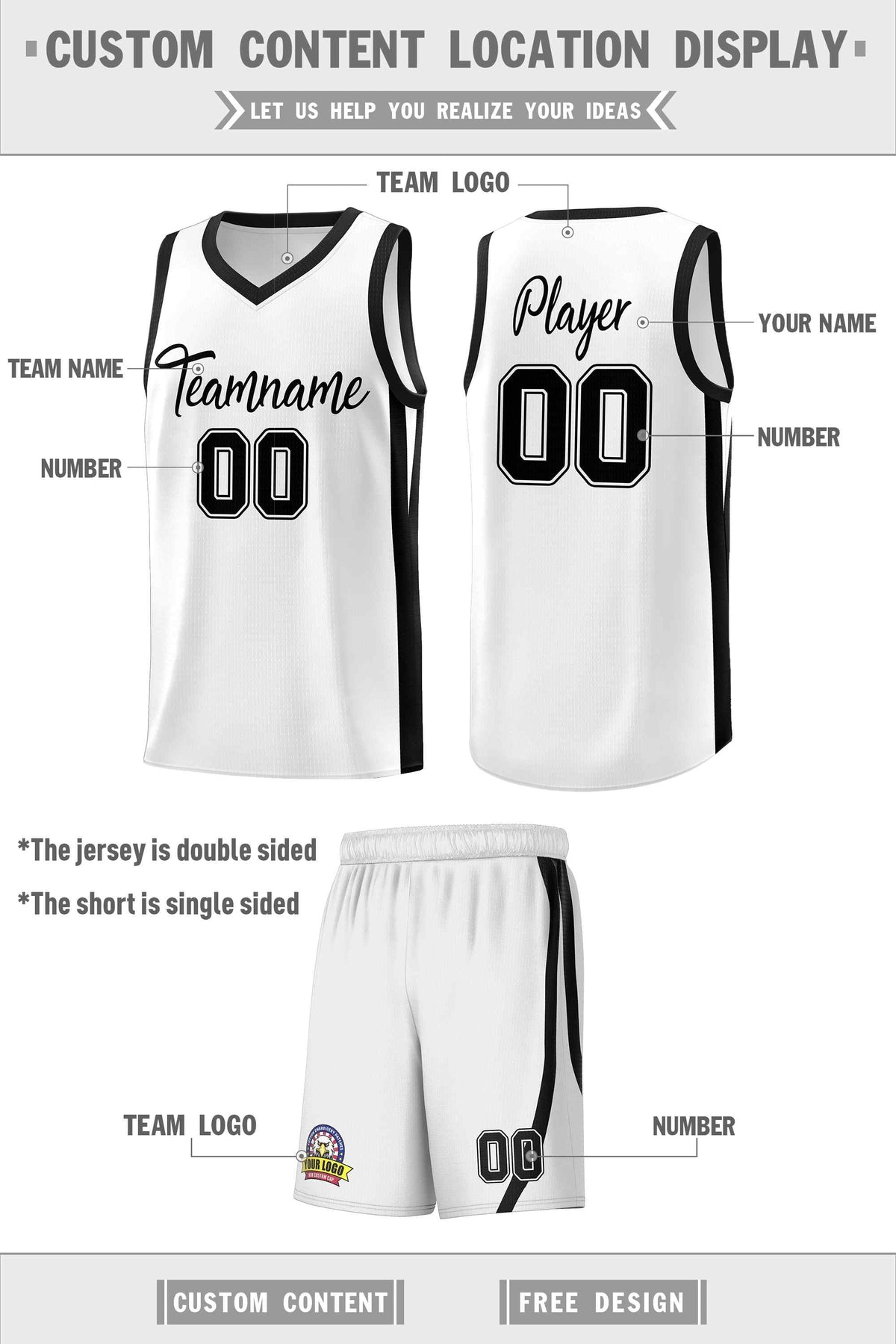 Custom Black White Classic Kits Sports Uniform Basketball Jersey | KXKSHOP