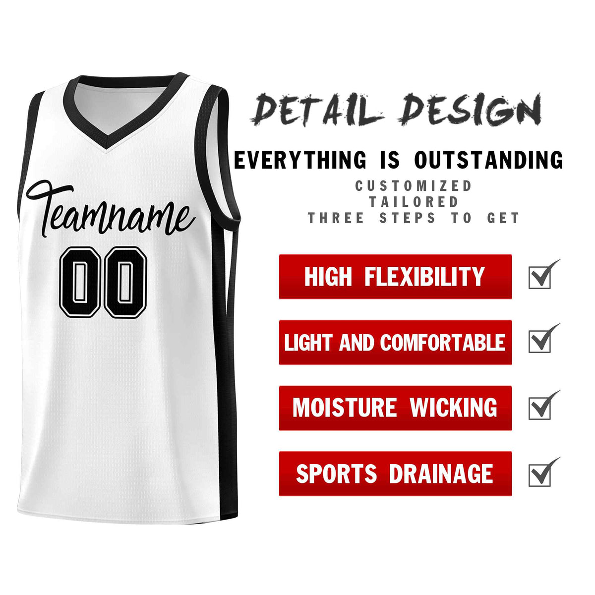 Custom Black White Classic Kits Sports Uniform Basketball Jersey | KXKSHOP