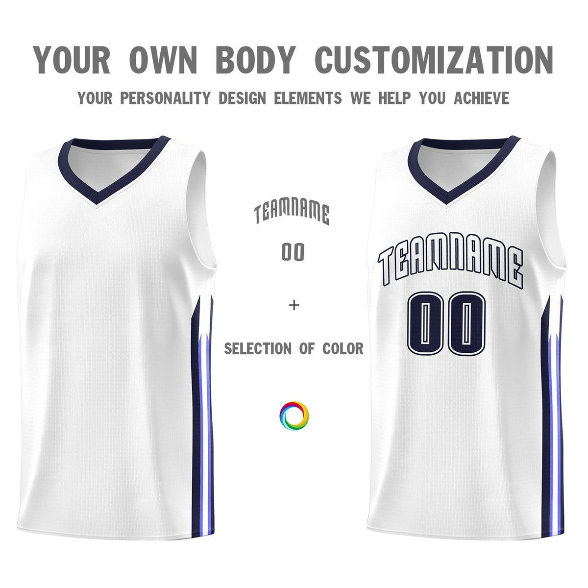 Custom Navy White Classic Tops Fashion Sportwear Basketball Jersey | KXKSHOP