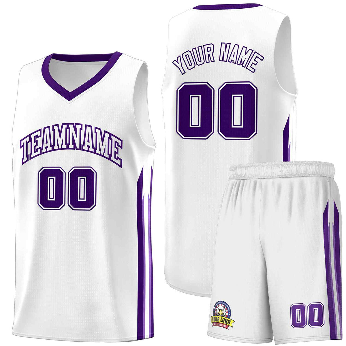 Custom White Purple Classic Sets Sports Uniform Basketball Jersey