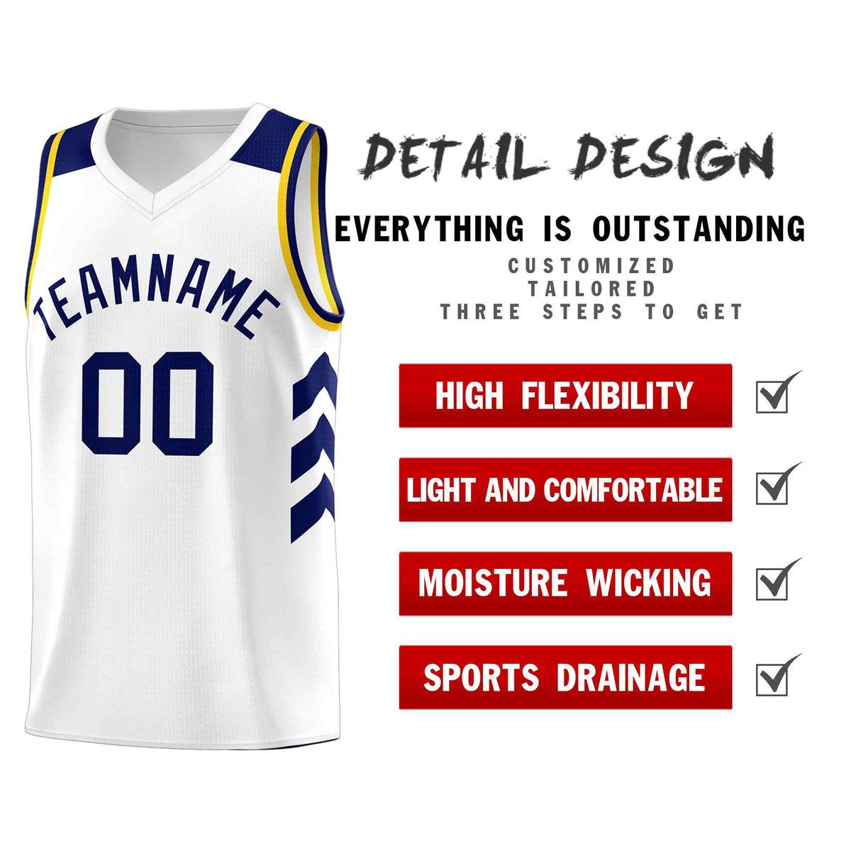 Custom White Navy Classic Kits Sports Uniform Basketball Jersey