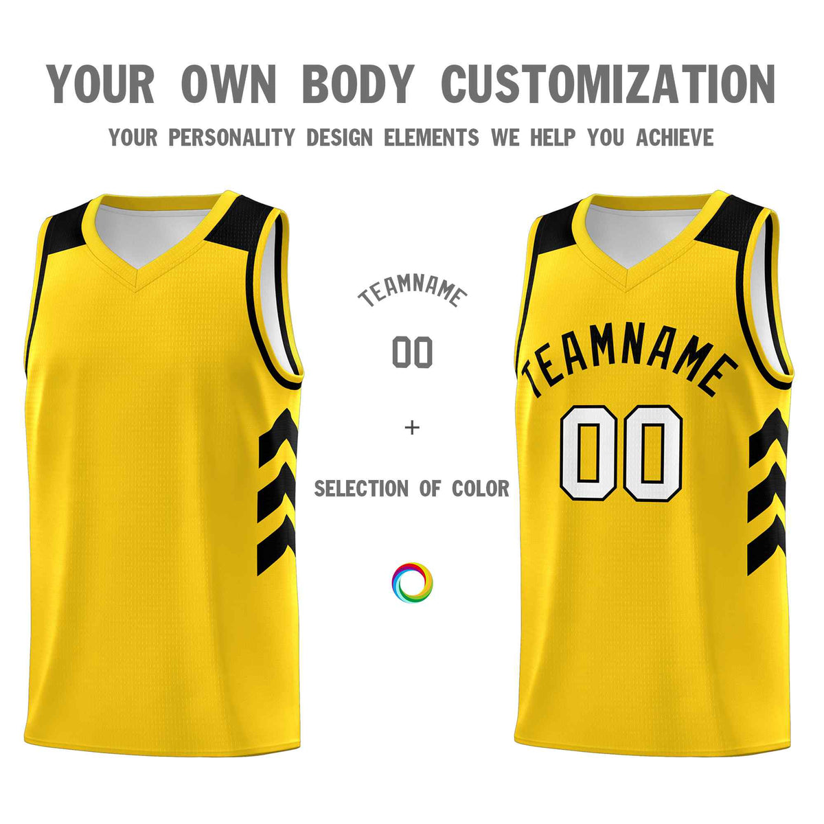 Custom Yellow Black Classic Kits Sports Uniform Basketball Jersey