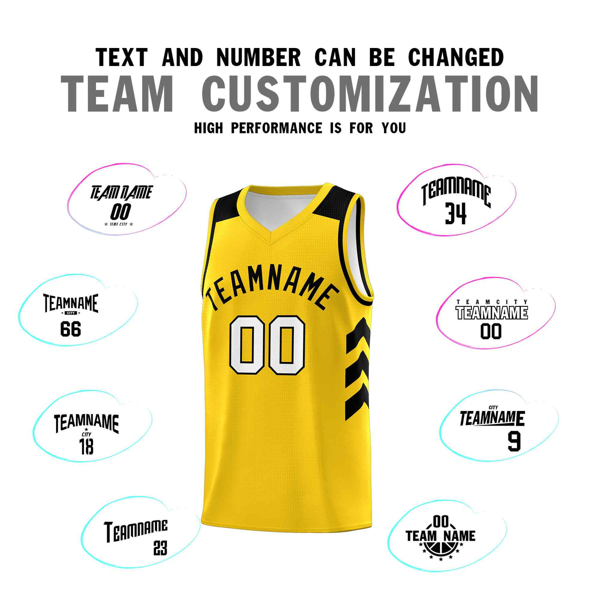 Custom Yellow Black Classic Kits Sports Uniform Basketball Jersey