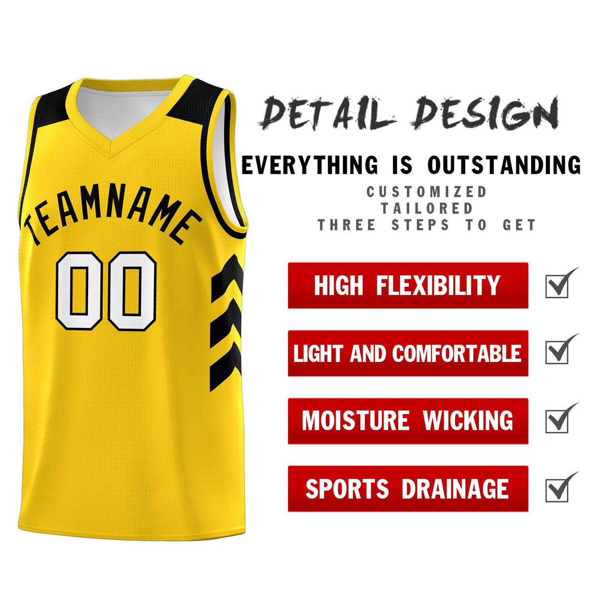 Custom Yellow Black Classic Sets Sports Uniform Basketball Jersey