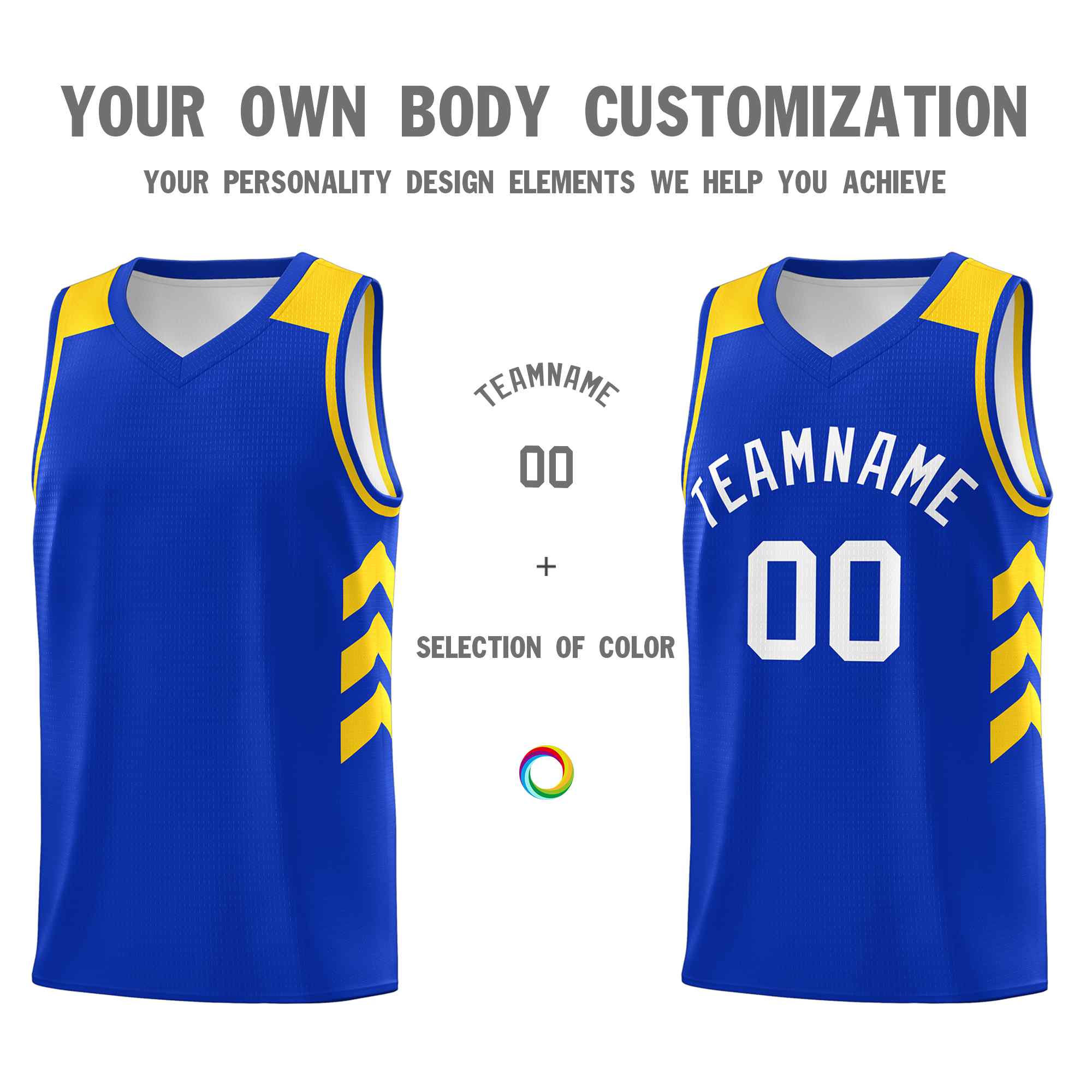 Maillot de basket-ball classique blanc royal personnalisé