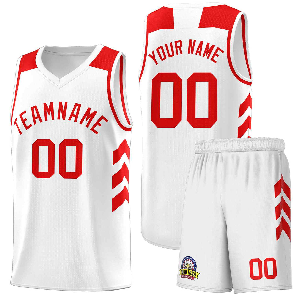 Custom White Red Classic Kits Sports Uniform Basketball Jersey