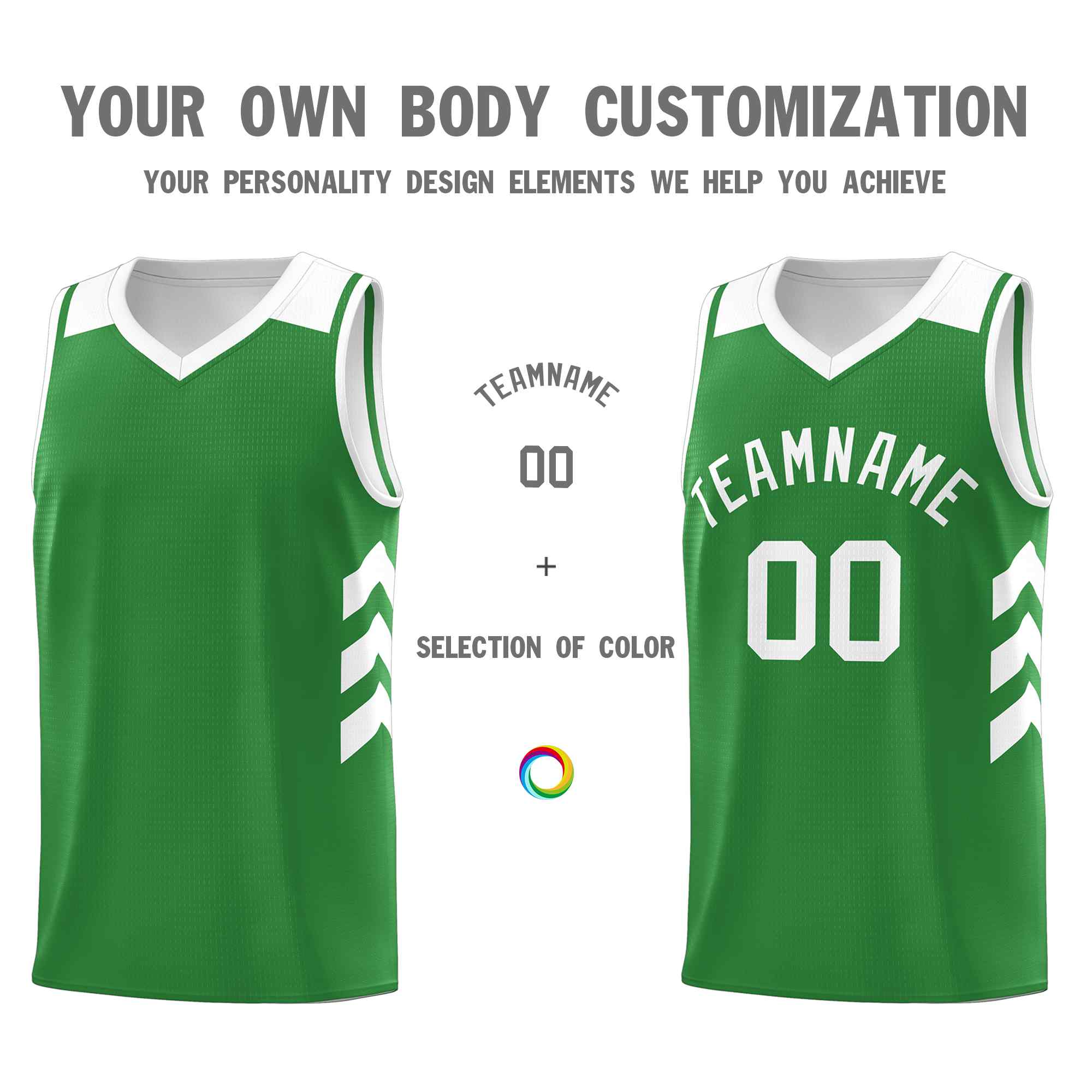 Maillot de basket-ball personnalisé vert et blanc classique