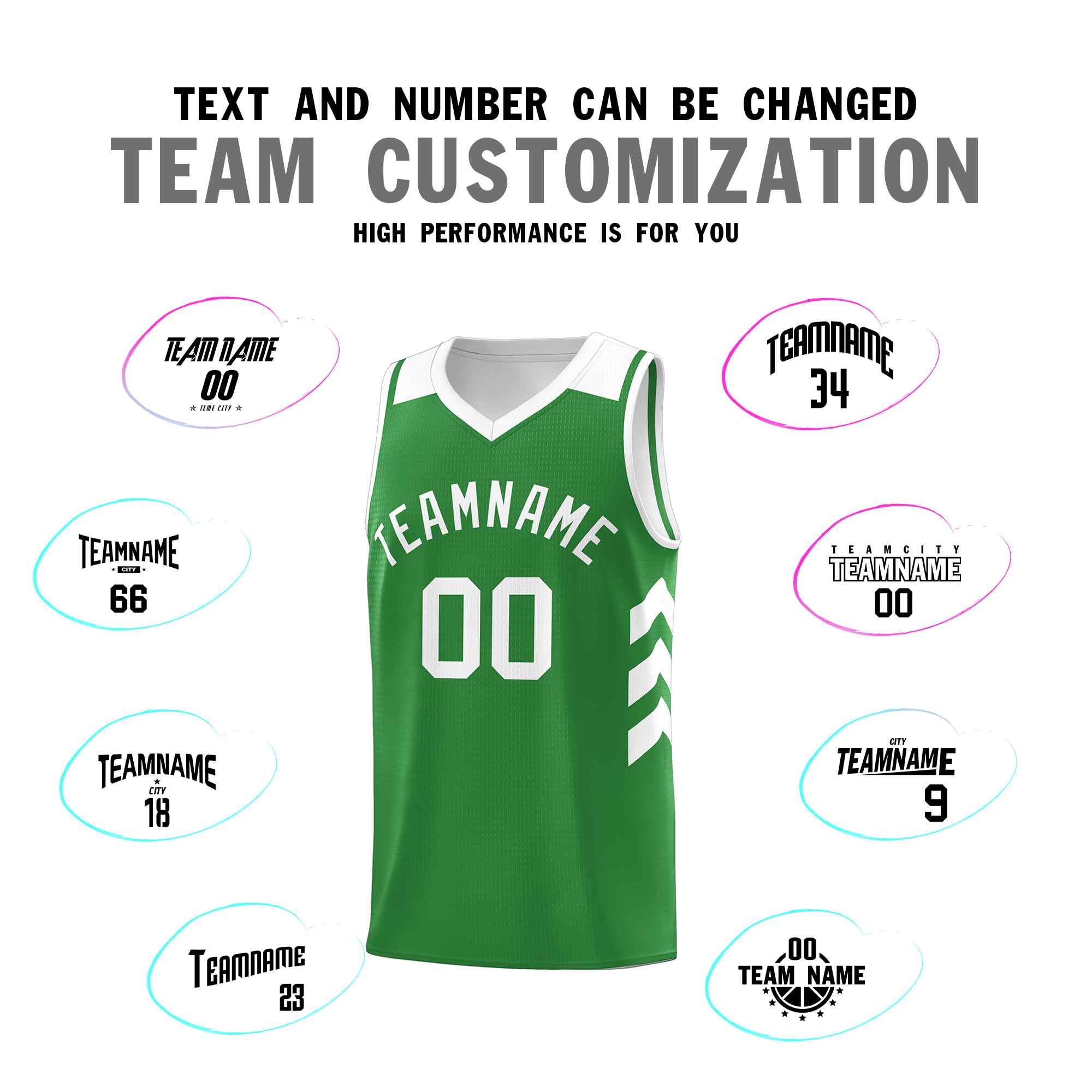 Maillot de basket-ball personnalisé vert et blanc classique