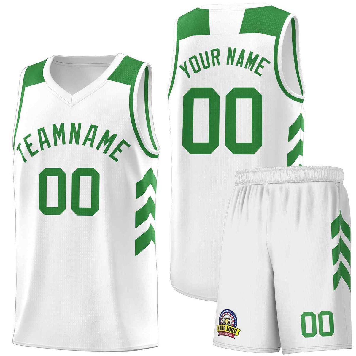 Custom White Green Classic Kits Sports Uniform Basketball Jersey