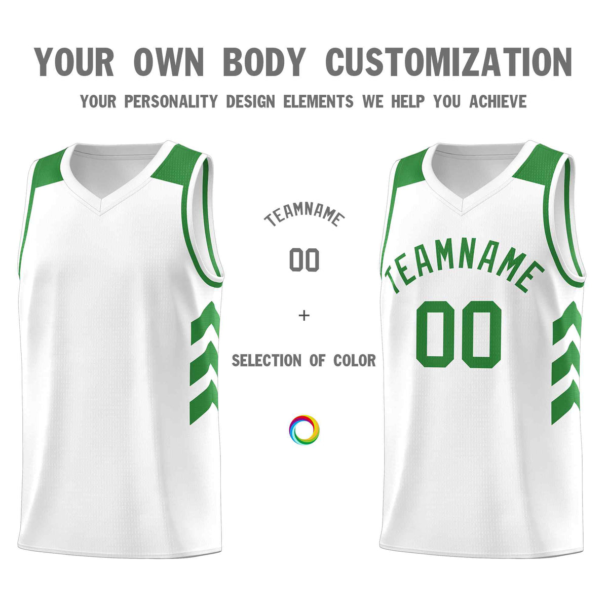 Custom White Green Classic Kits Sports Uniform Basketball Jersey