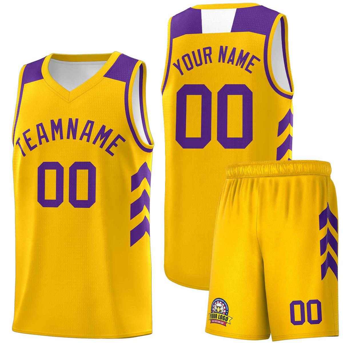 Custom Yellow Purple Classic Kits Sports Uniform Basketball Jersey