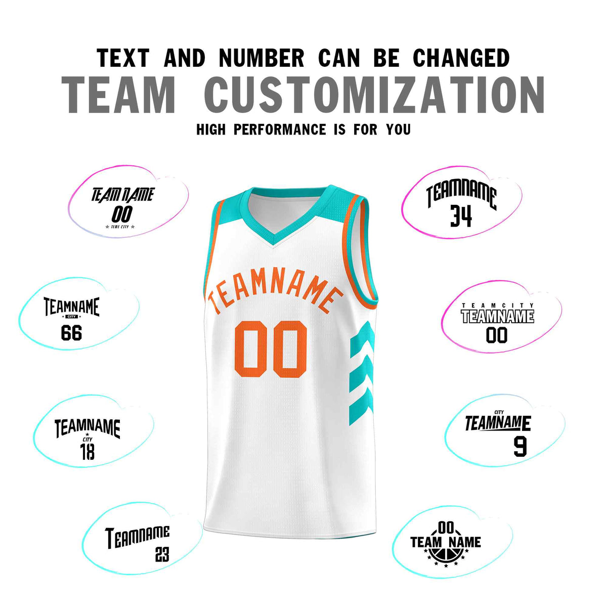 Custom White Orange Classic Kits Sports Uniform Basketball Jersey