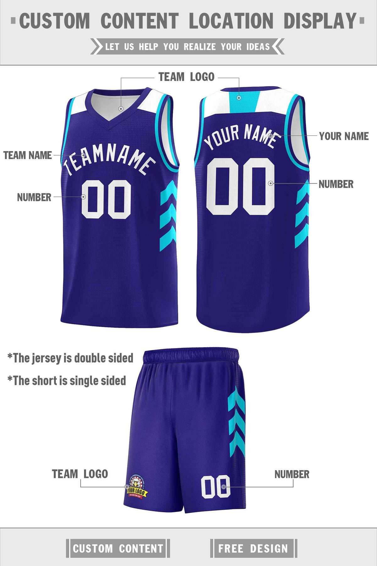 Custom Royal White Classic Kits Sports Uniform Basketball Jersey