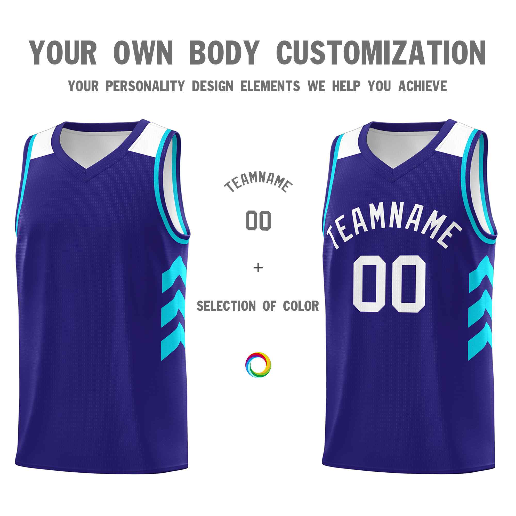 Maillot de basket-ball classique blanc royal personnalisé