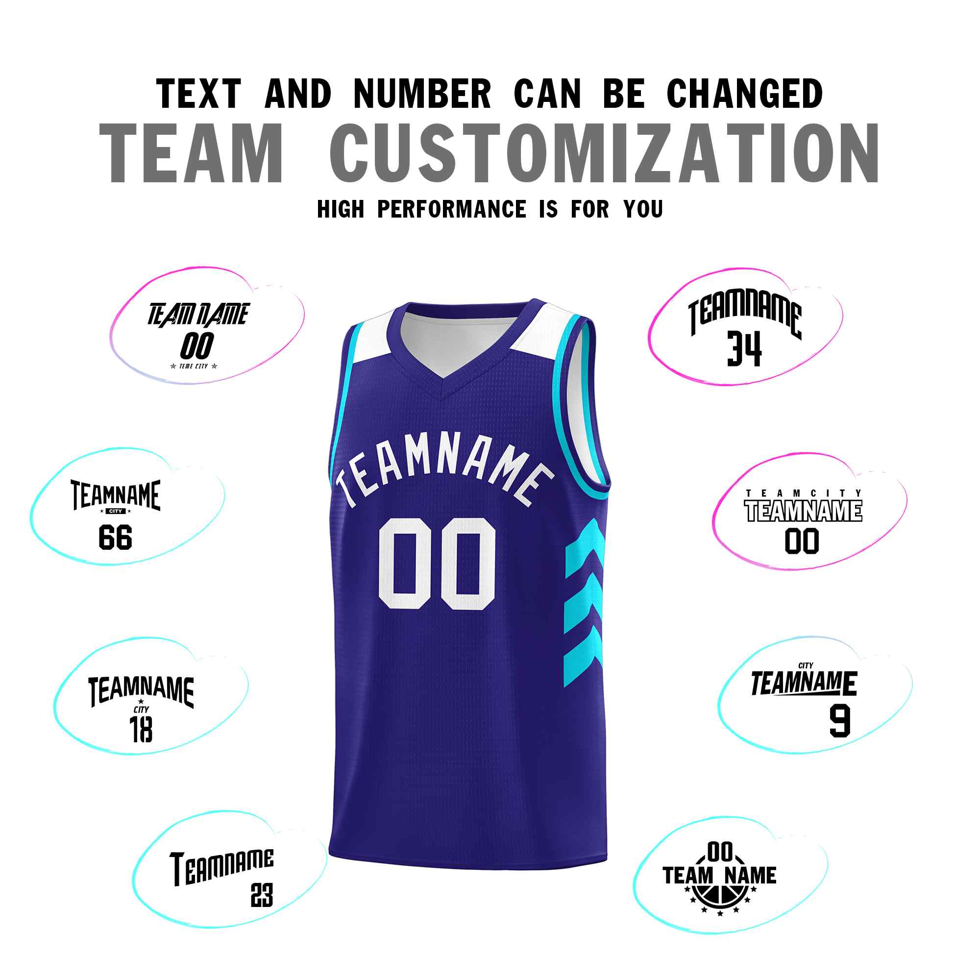 Maillot de basket-ball classique blanc royal personnalisé