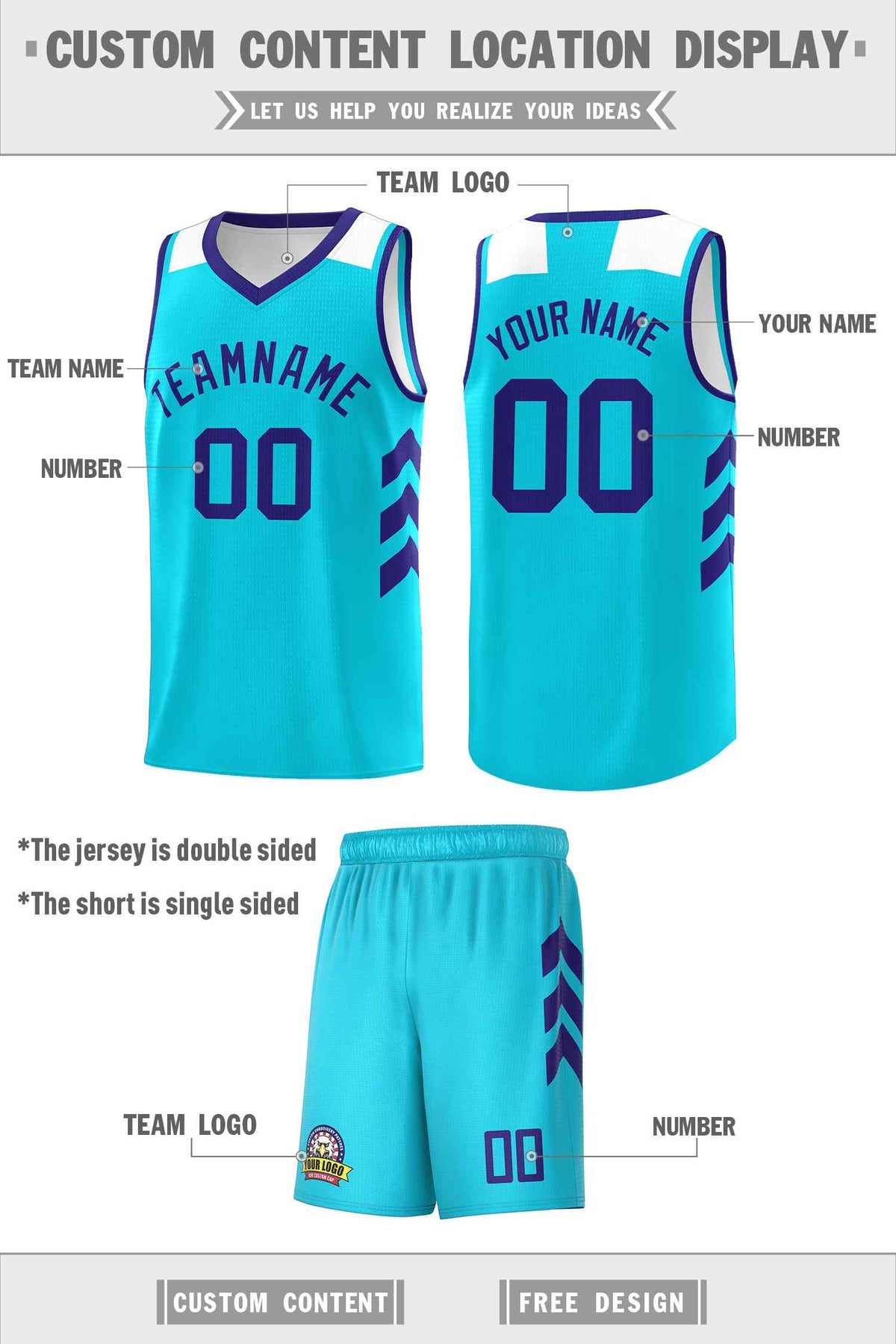 Custom Aqua Royal Classic Kits Sports Uniform Basketball Jersey