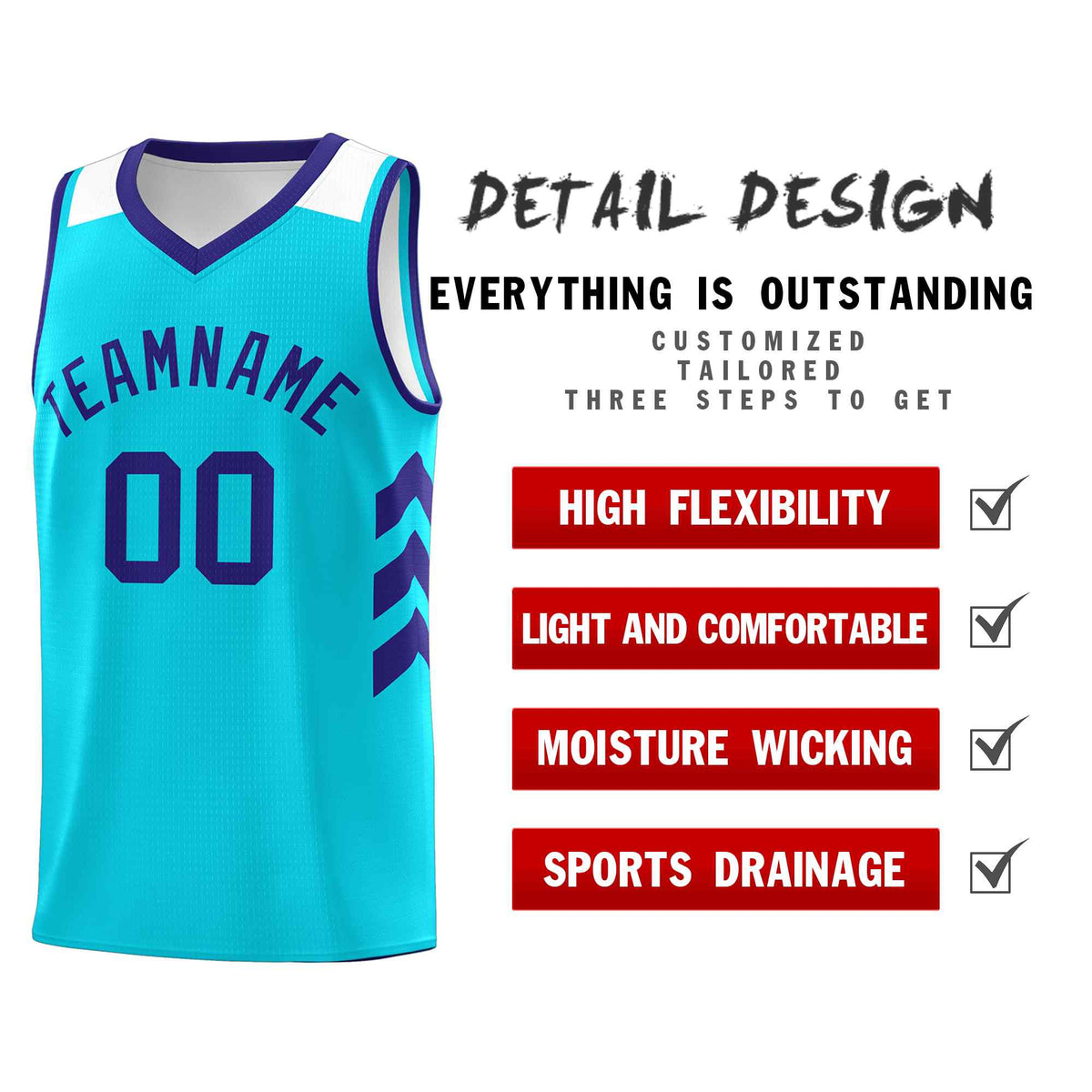 Custom Aqua Royal Classic Kits Sports Uniform Basketball Jersey