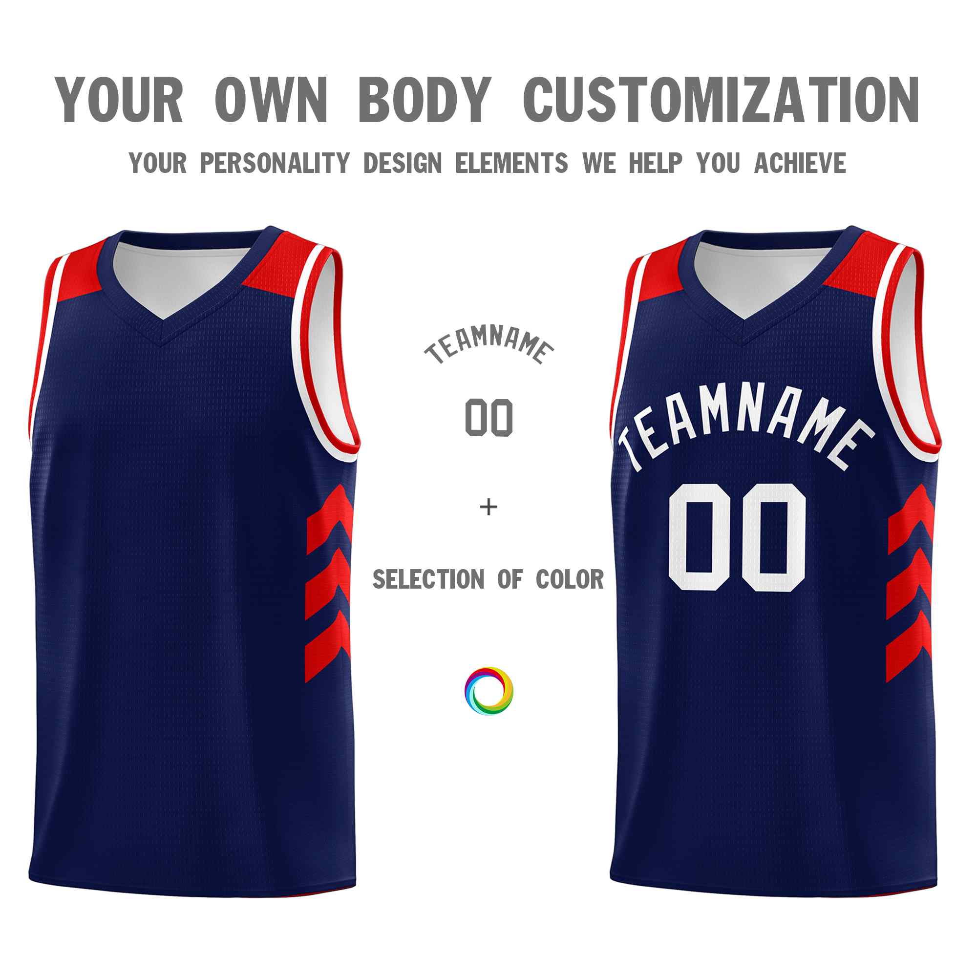 Maillot de basket-ball classique bleu marine et blanc personnalisé