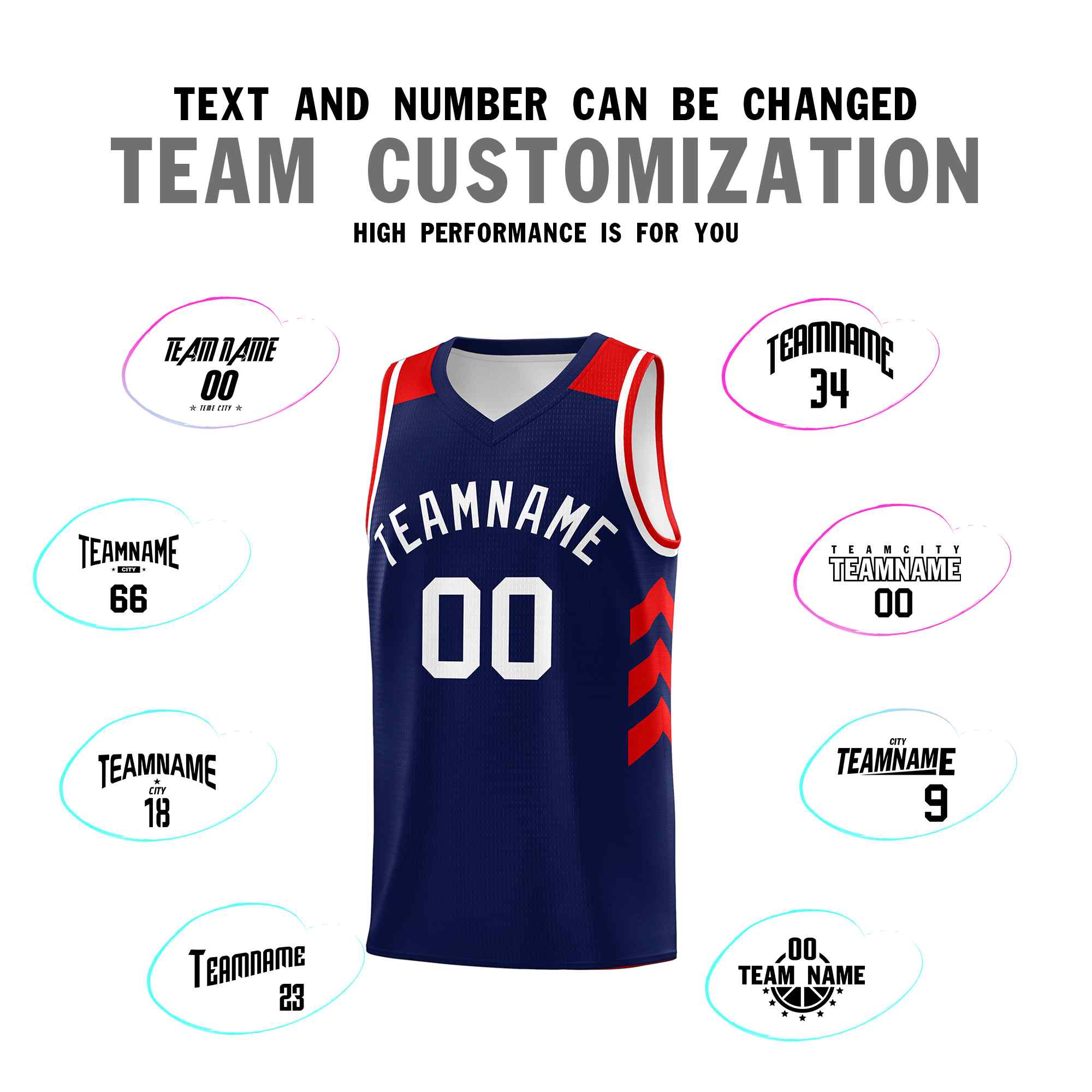 Maillot de basket-ball classique bleu marine et blanc personnalisé