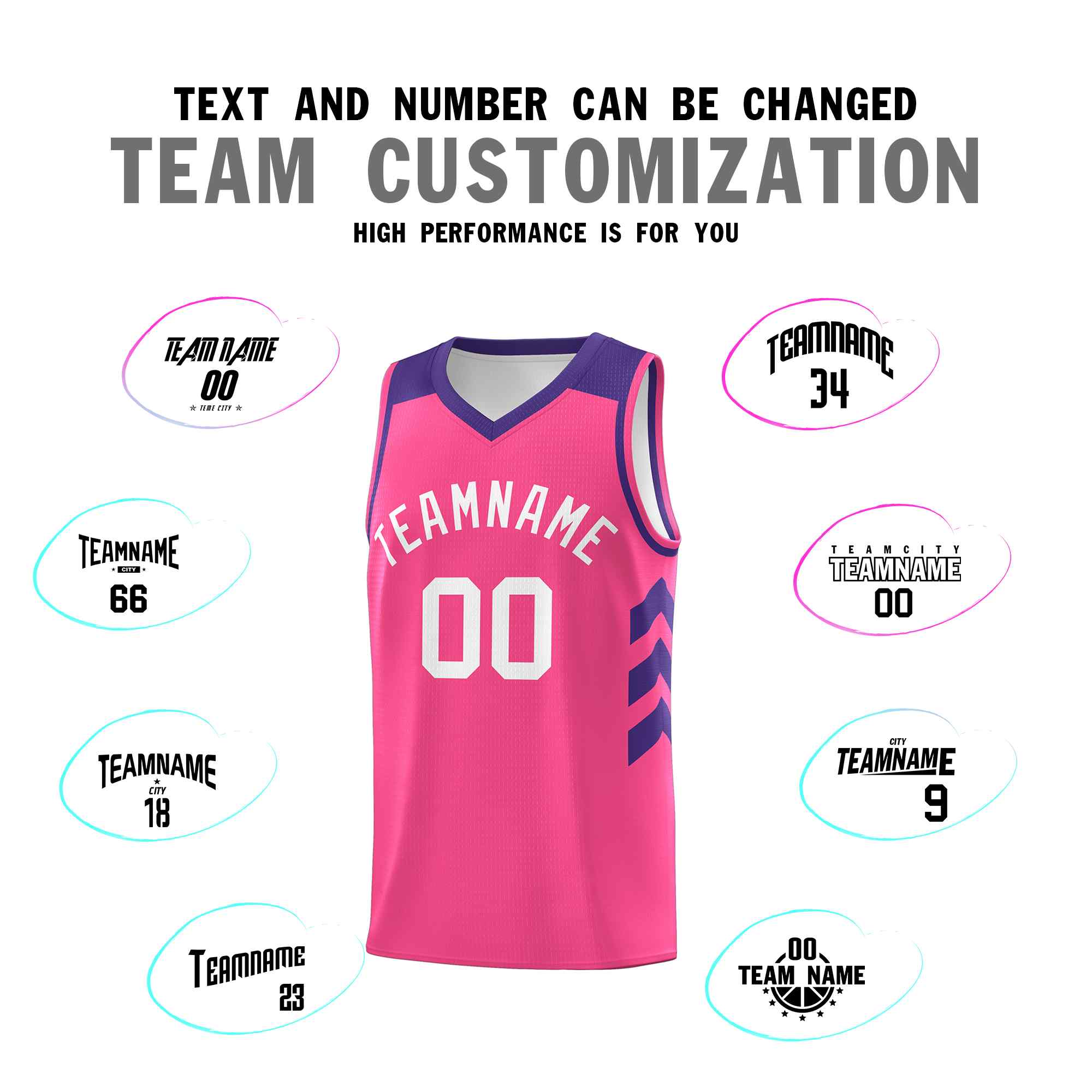 Maillot de basket-ball classique rose et blanc personnalisé