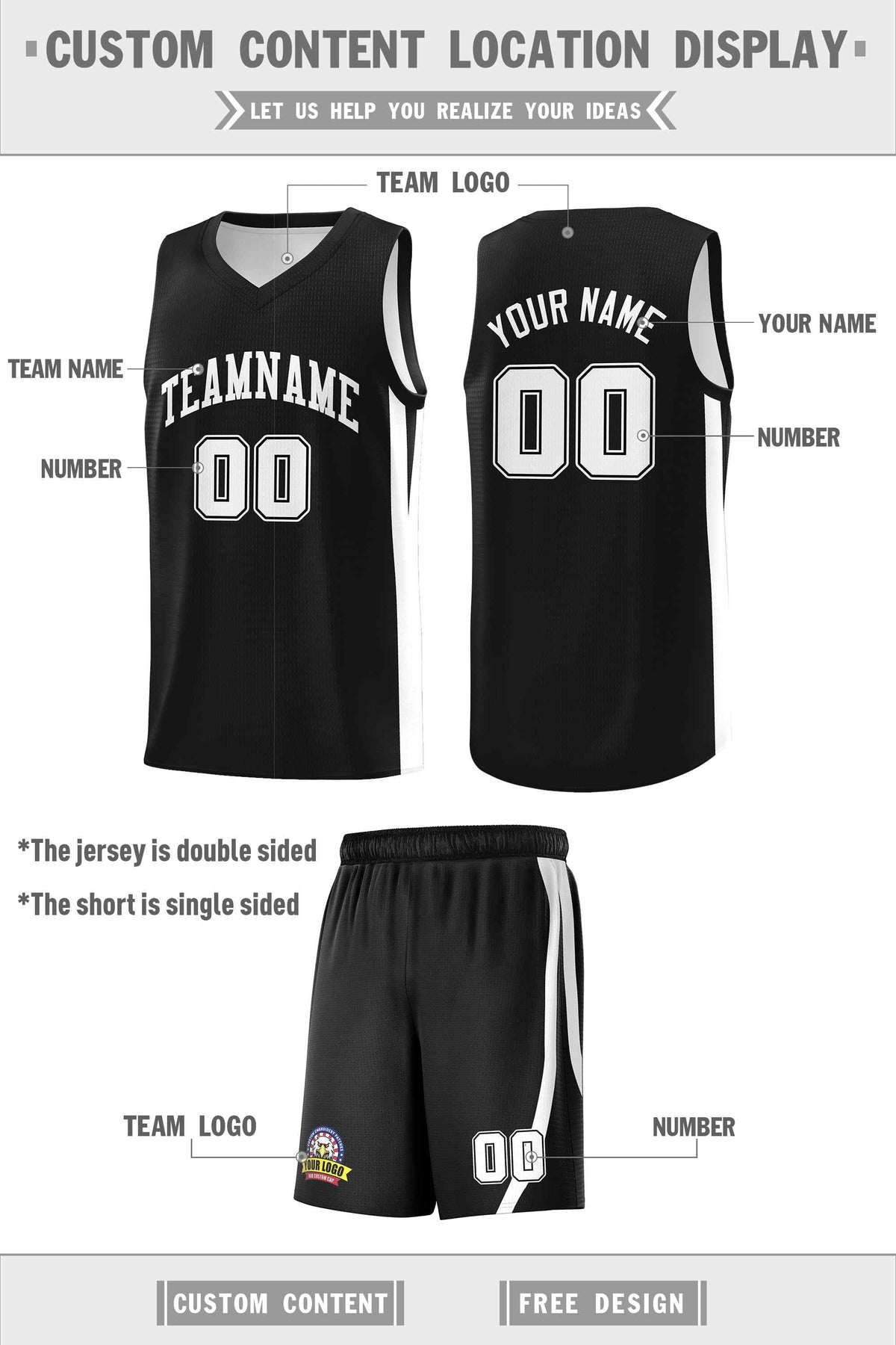 Custom Black White Classic Kits Sports Uniform Basketball Jersey | KXKSHOP