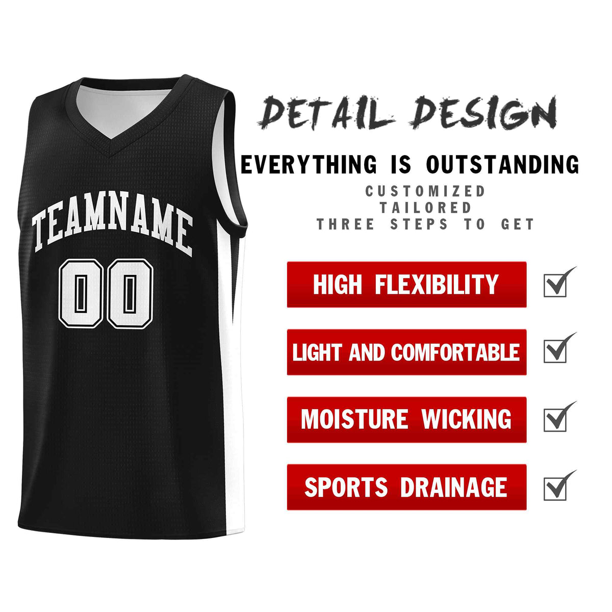 Custom Black White Classic Kits Sports Uniform Basketball Jersey | KXKSHOP