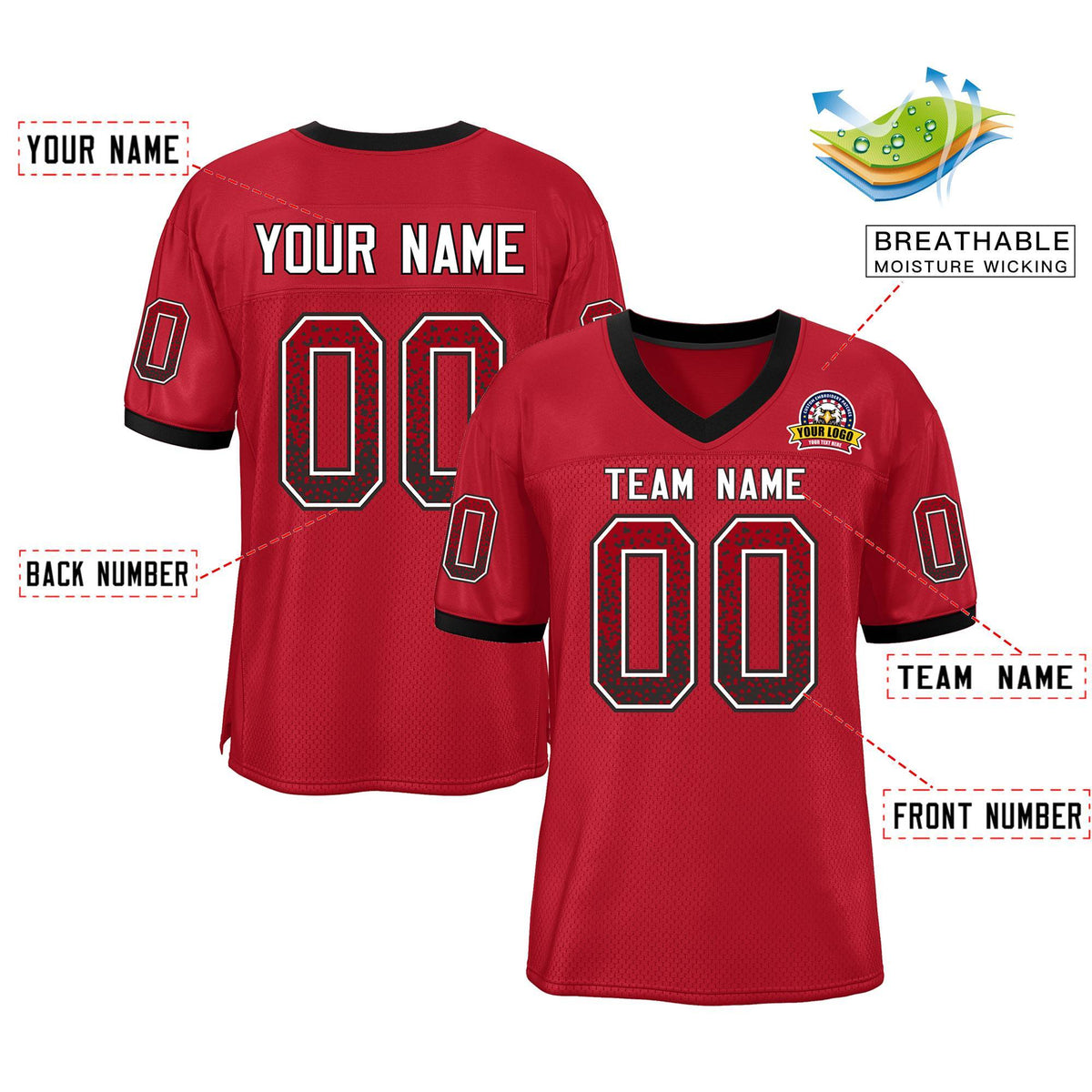 Custom Scarlet White-Black Drift Fashion Mesh Authentic American Football Jersey| KXKSHOP