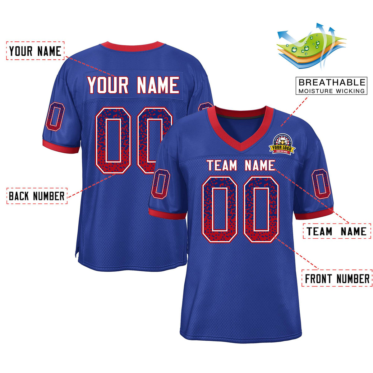 Custom Royal White-Scarlet Drift Fashion Mesh Authentic American Football Jersey| KXKSHOP