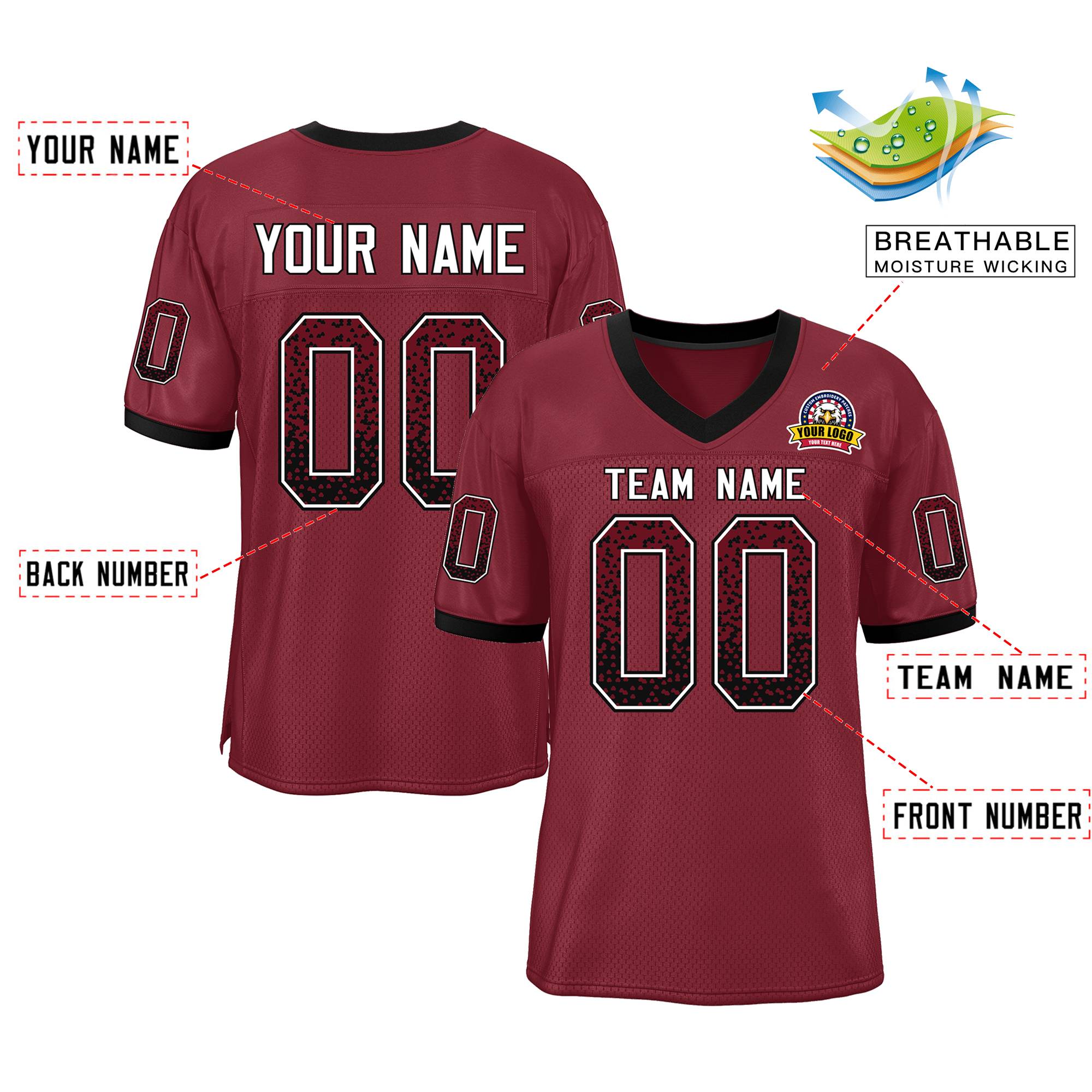 Custom Cardinal White-Black Drift Fashion Mesh Authentic American Football Jersey| KXKSHOP