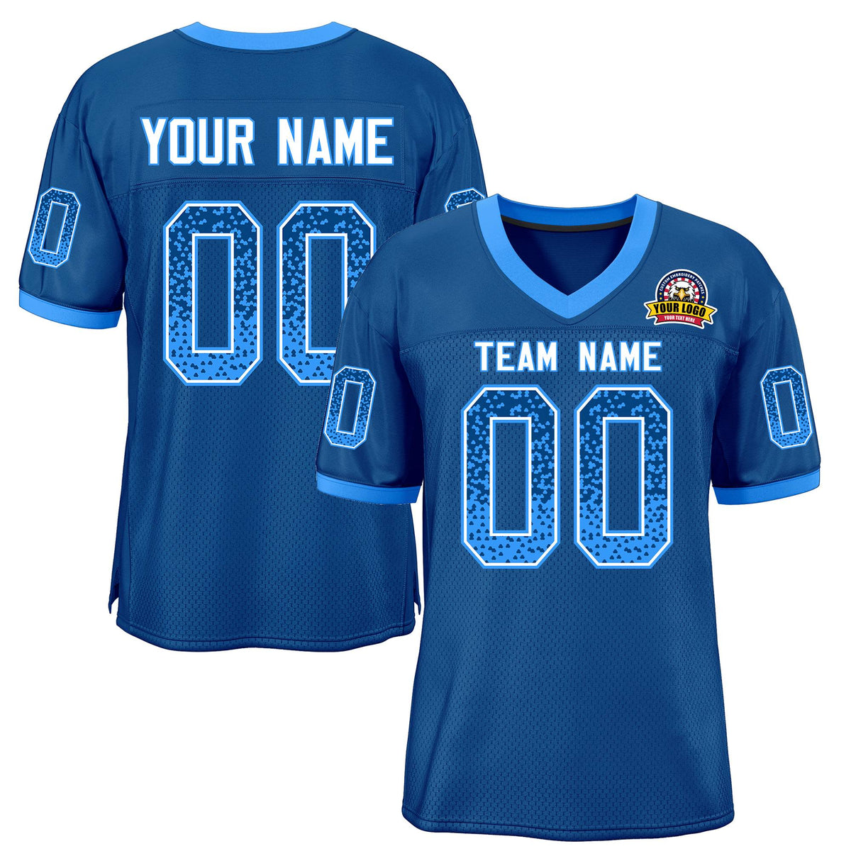 Custom Royal Powder Blue-White Drift Fashion Mesh Authentic American Football Jersey| KXKSHOP