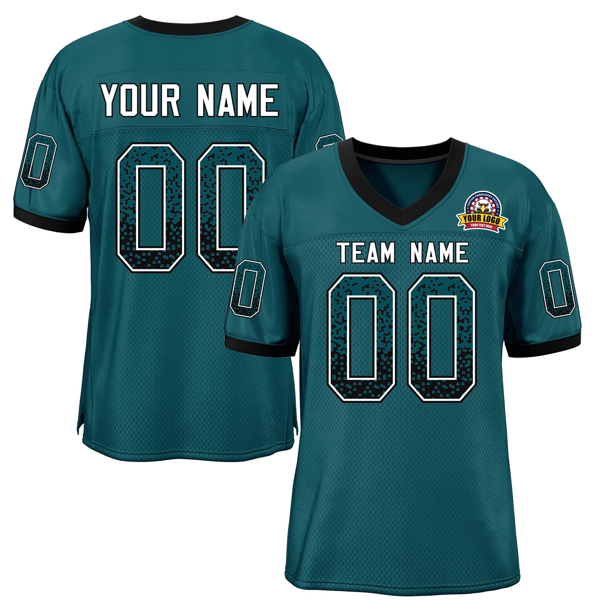 Custom Teal White-Black Drift Fashion Mesh Authentic American Football Jersey| KXKSHOP