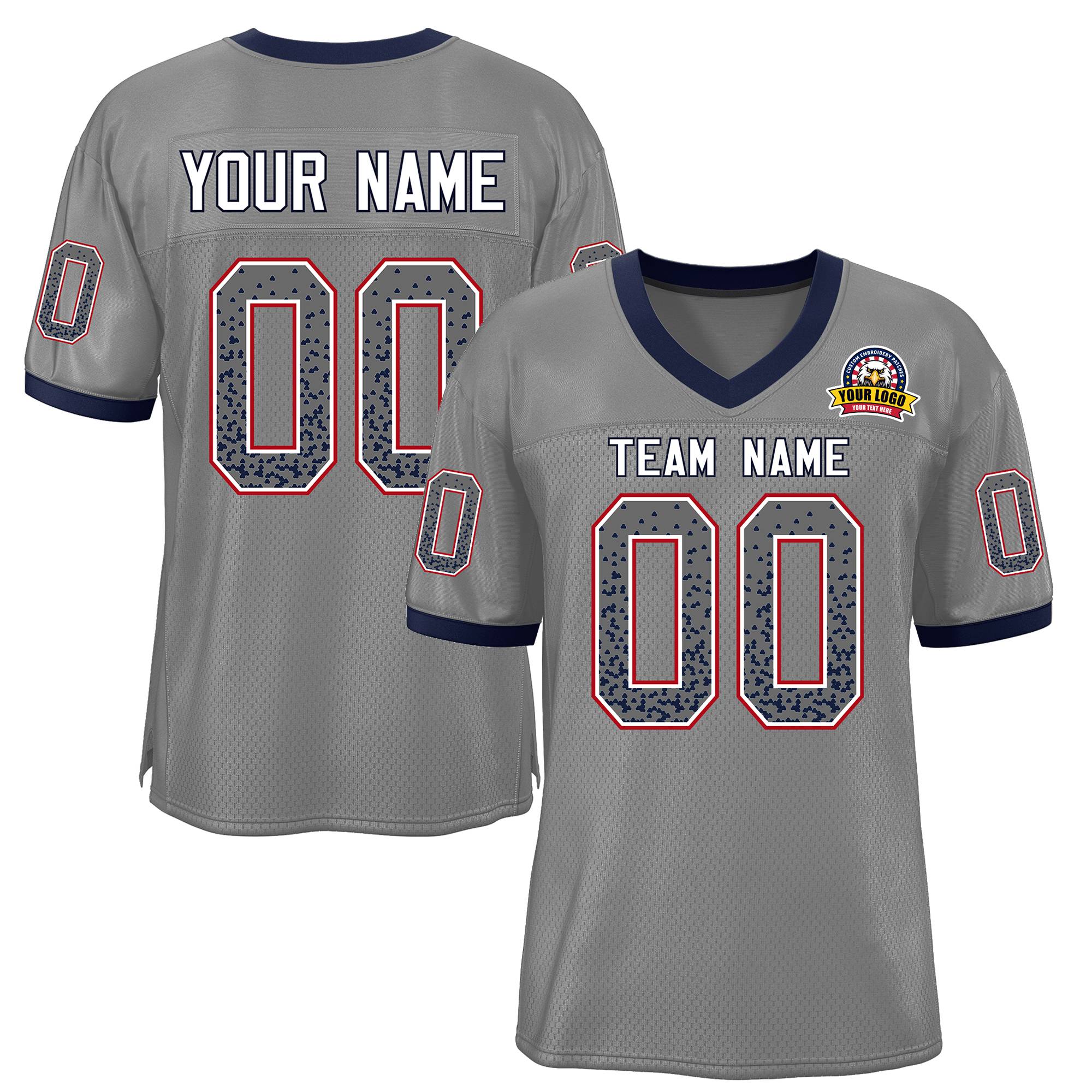 Custom Gray White-Navy Drift Fashion Mesh American Football Jersey | KXKSHOP