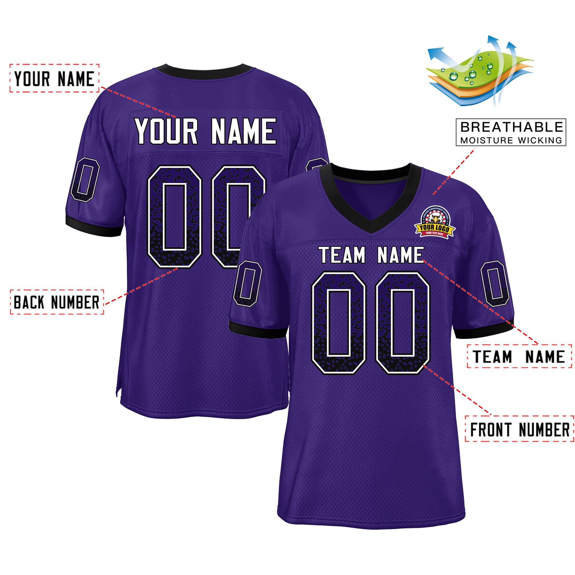Custom Purple White-Black Drift Fashion Mesh Authentic American Football Jersey| KXKSHOP