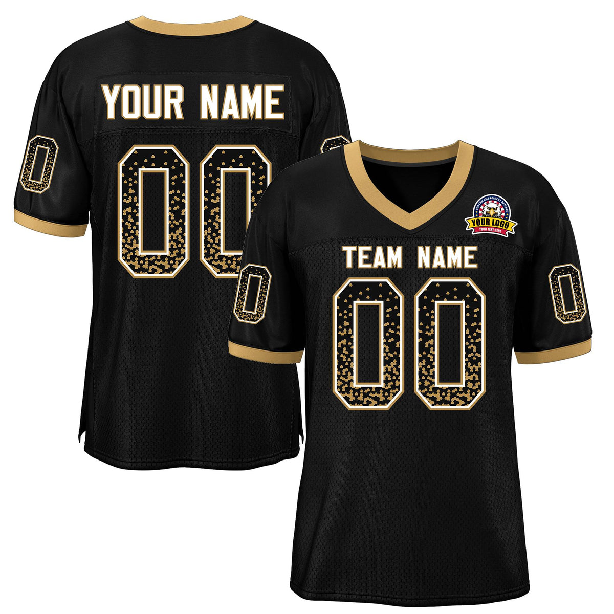 Custom Black White-Old Gold Drift Fashion Mesh Authentic American Football Jersey| KXKSHOP